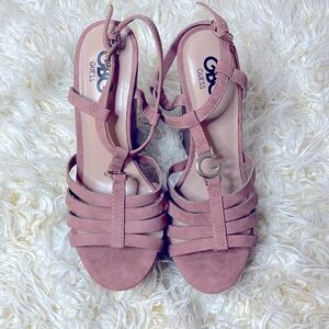 Glaze Women's Pink and Brown Wedge Sandals